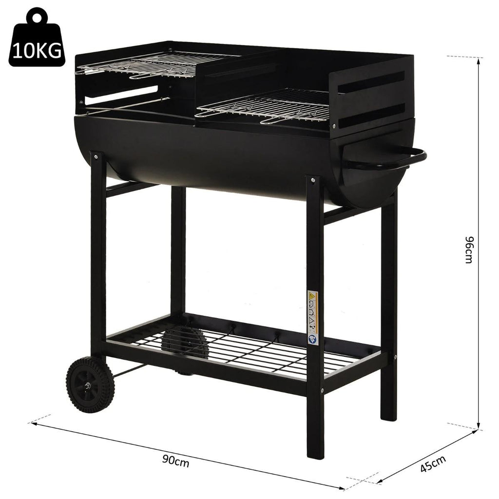 Outsunny Churrasqueira a Carvão com Grelha Ajustável 90x45x96 cm
