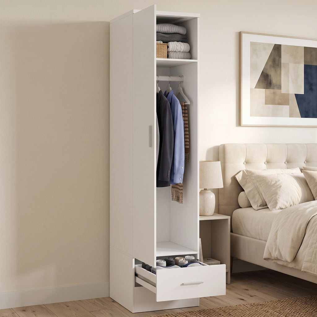 HOMCOM Roupeiro Moderno para Quarto com Barra de Pendurar e Gaveta