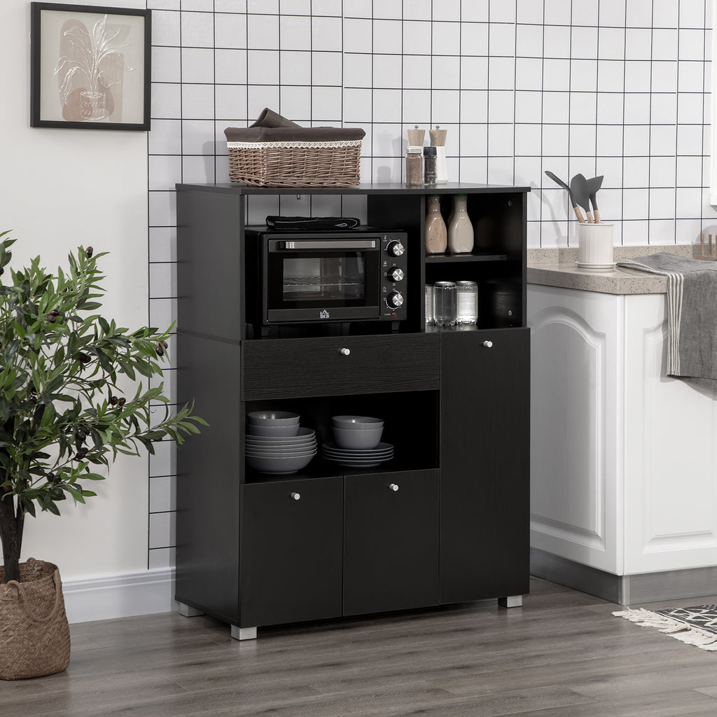 HOMCOM Aparador de Cozinha para Micro-ondas 90x40x120 cm Preto