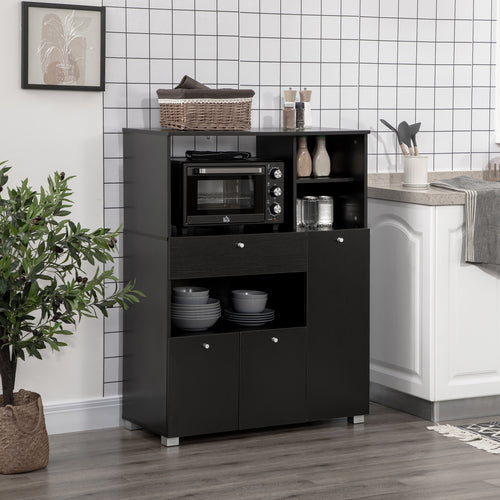 HOMCOM Aparador de Cozinha para Micro-ondas 90x40x120 cm Preto