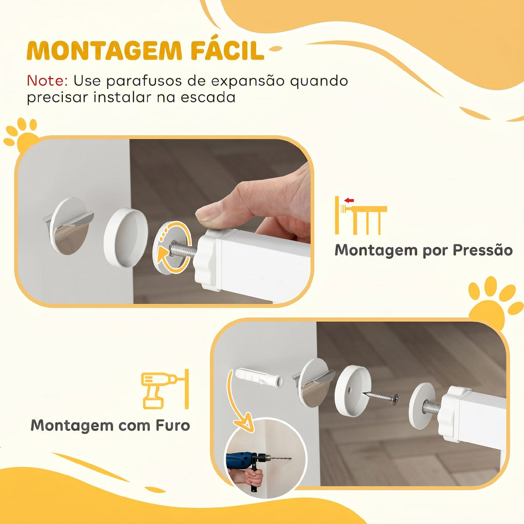 PawHut Barreira de Segurança Extensível para Cães Pequenos, 67-93,5 cm, Branco