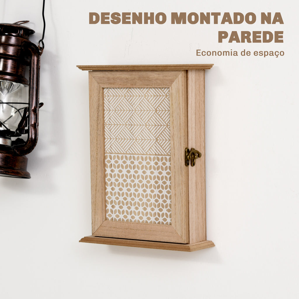 HOMCOM Armário de Chaves de Parede, Estilo Vintage com 6 Ganchos