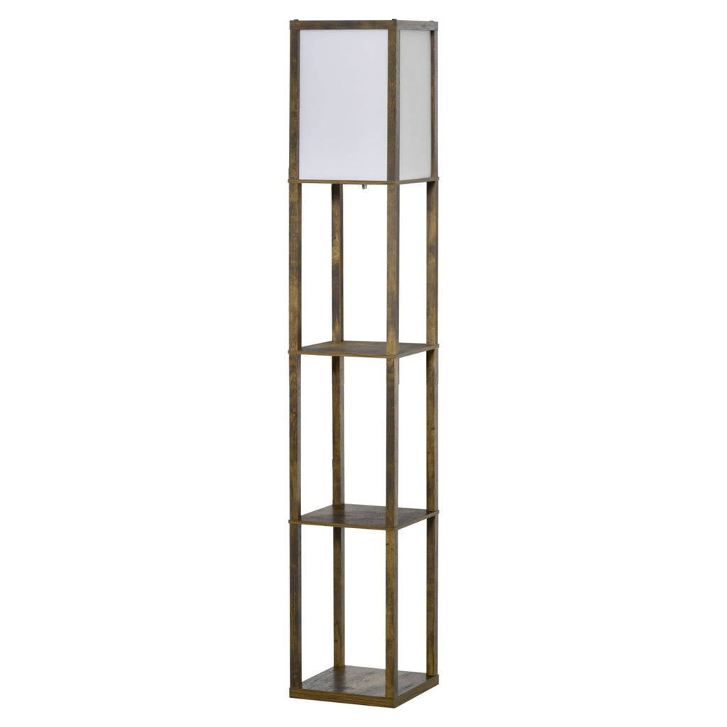 Homcom Candeeiro de Pé com 3 Prateleiras, 160 cm, Castanho Rústico