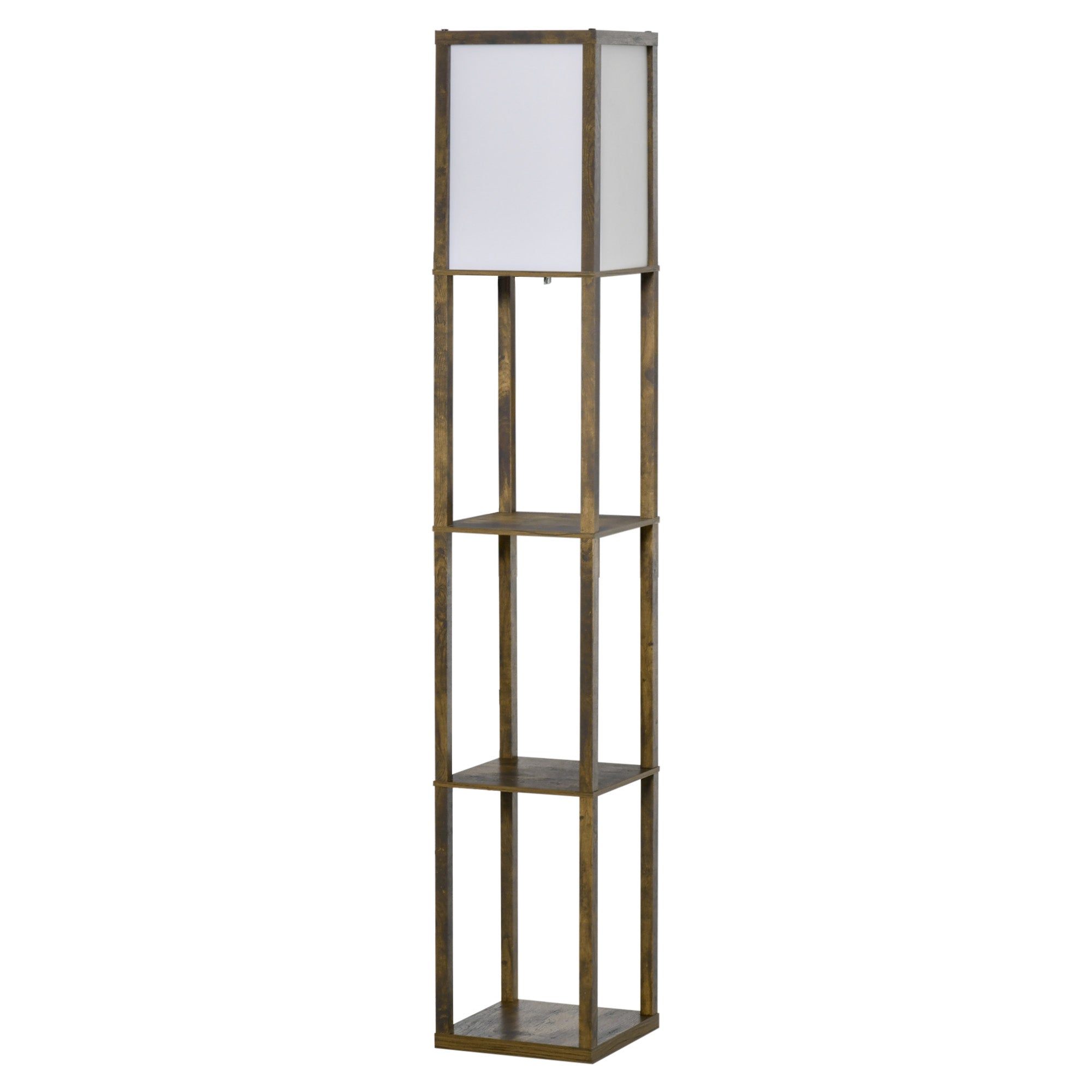 Homcom Candeeiro de Pé com 3 Prateleiras, 160 cm, Castanho Rústico