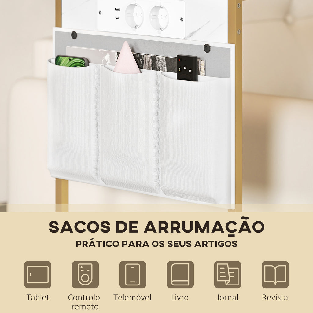 HOMCOM Mesa Auxiliar em C com Estação de Carga