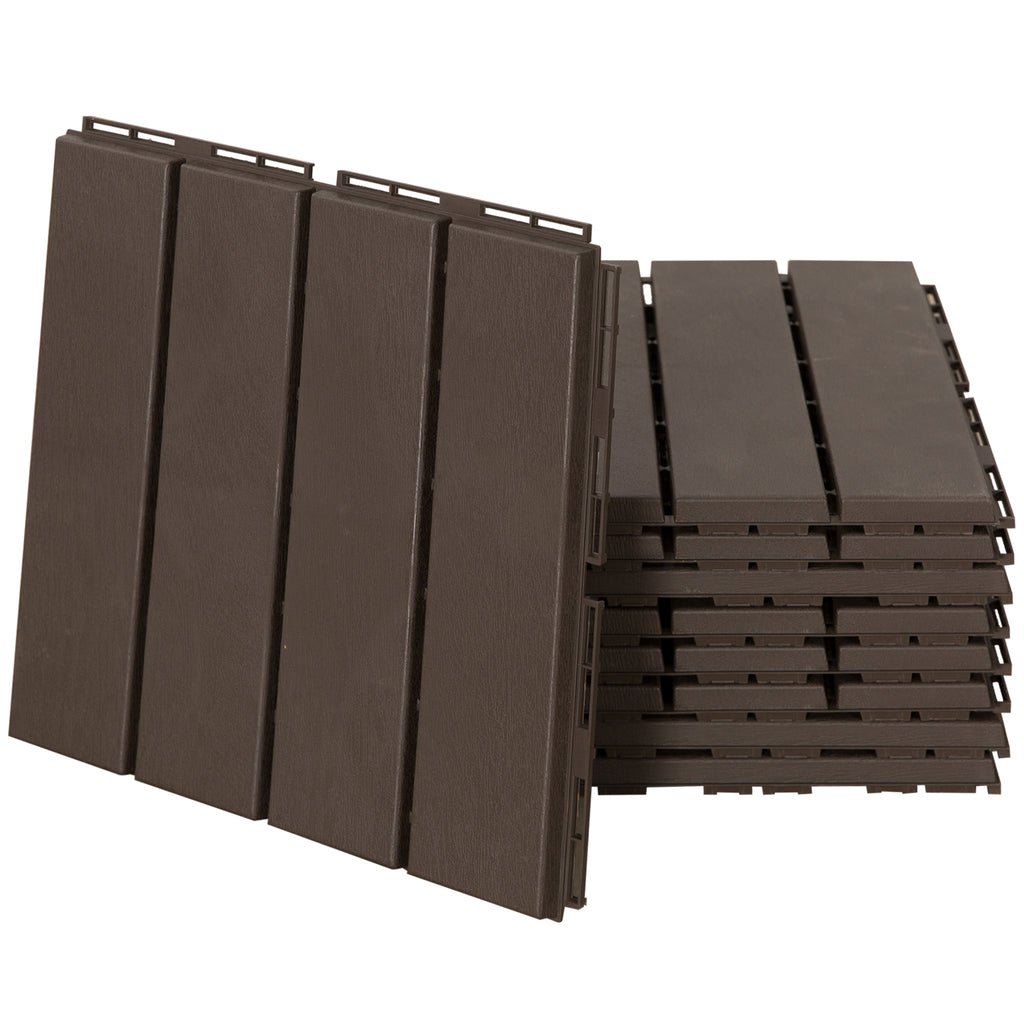 Outsunny Conjunto de 9 Estrados para Exterior 30x30cm Marrom