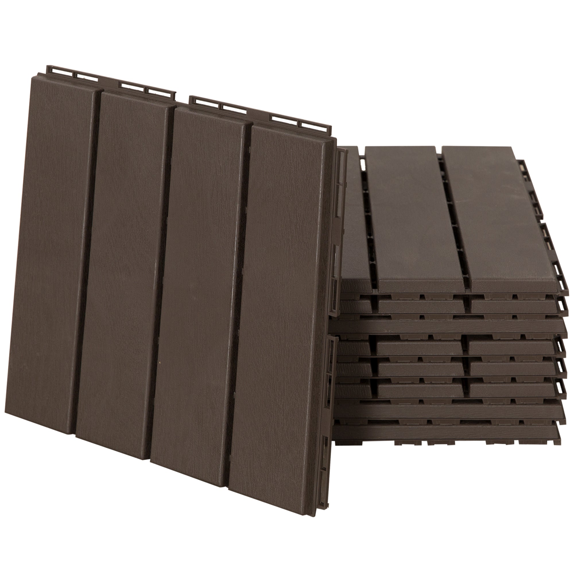 Outsunny Conjunto de 9 Estrados para Exterior 30x30cm Marrom