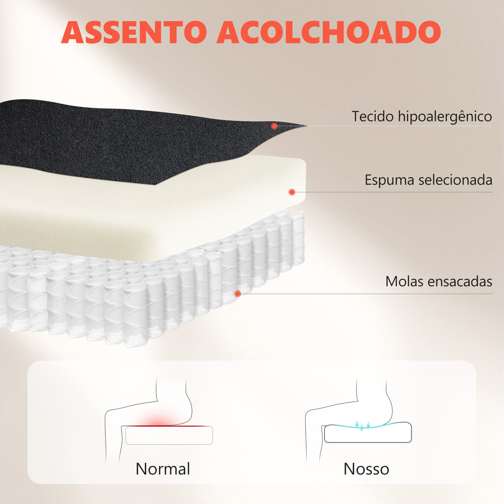 HOMCOM Cadeira de Escritório em Veludo com Apoios de Braços Rebatíveis