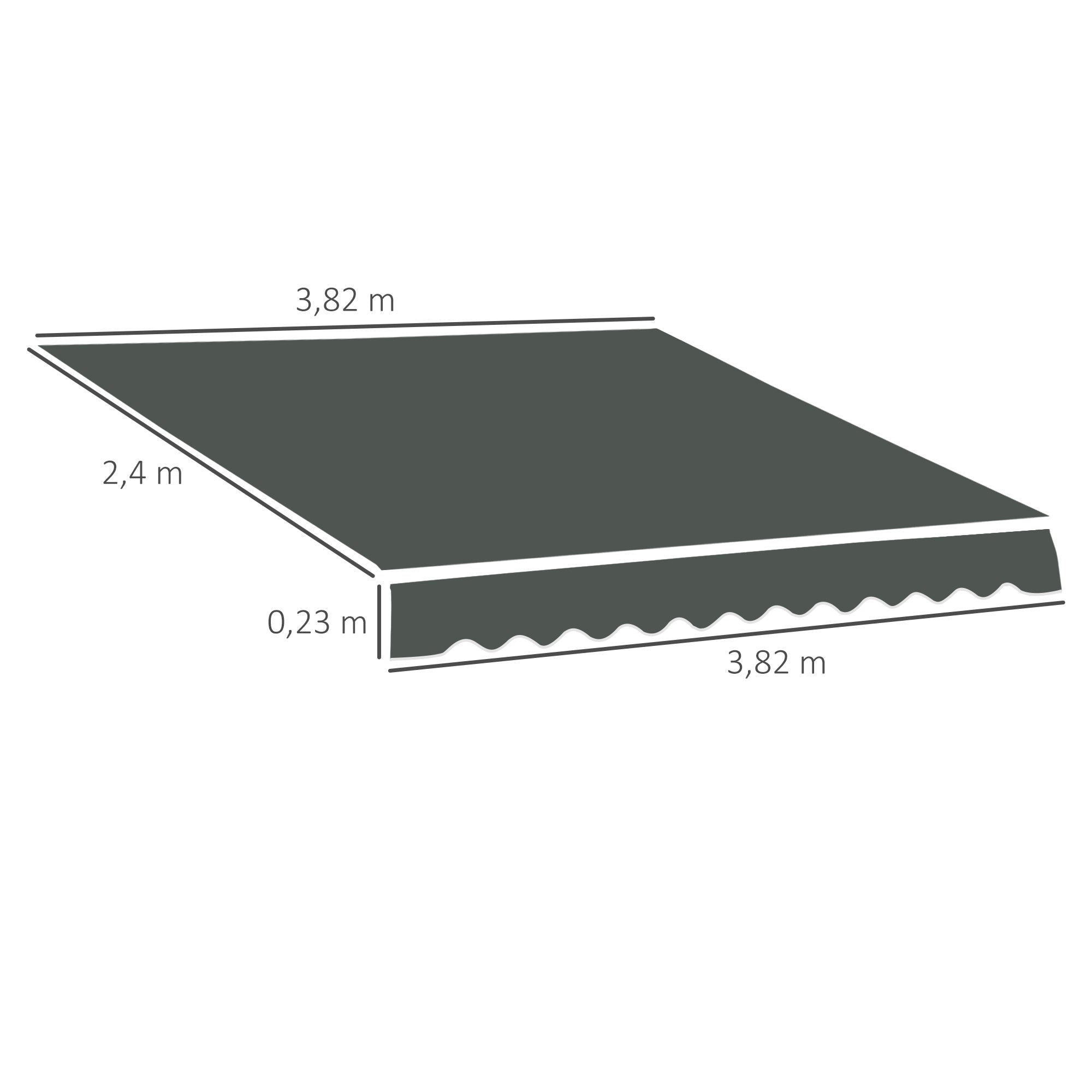 Outsunny Teto de Substituição para Toldo 382x240 cm, Lona Impermeável