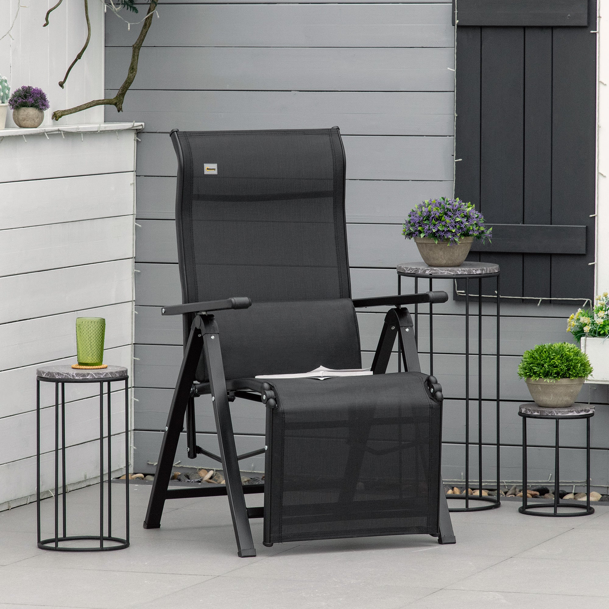 Outsunny Espreguiçadeira Gravidade Zero Dobrável 70x65x111 cm Preto