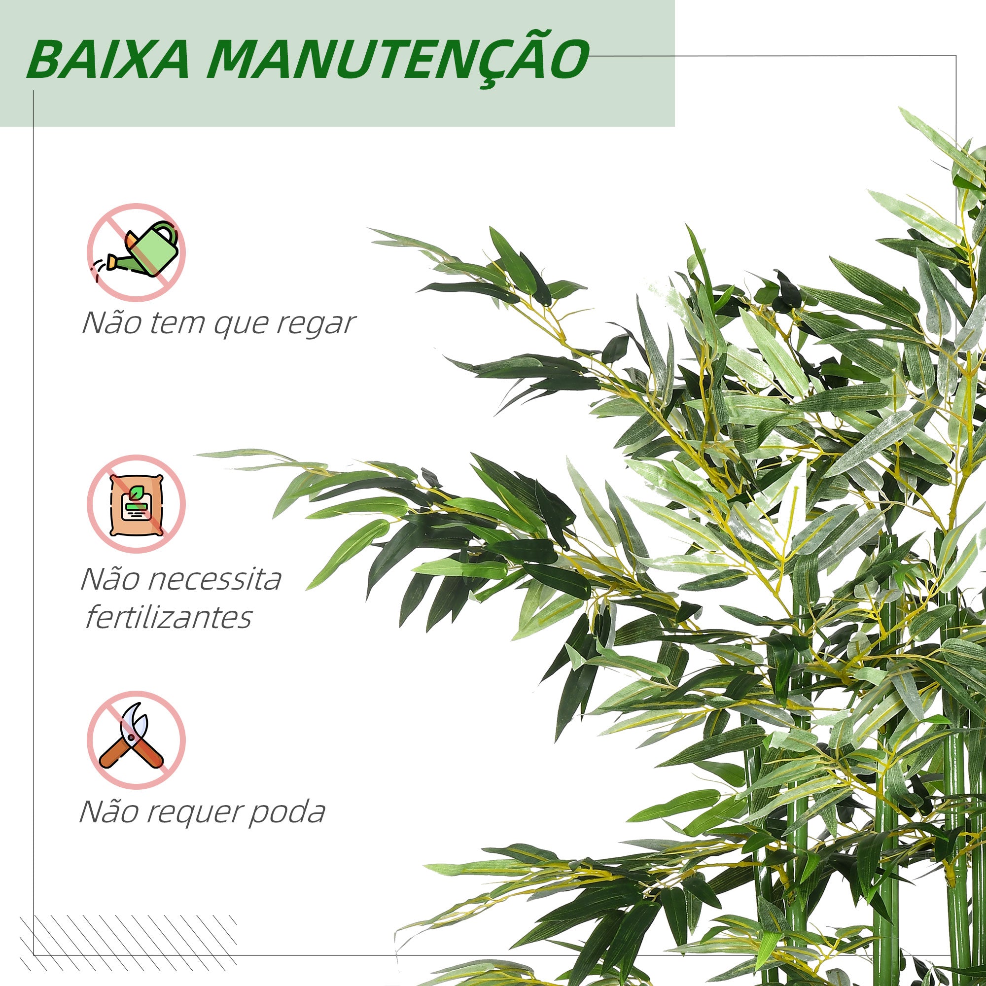 HOMCOM Bambu Artificial 180cm com 1640 Folhas e Vaso