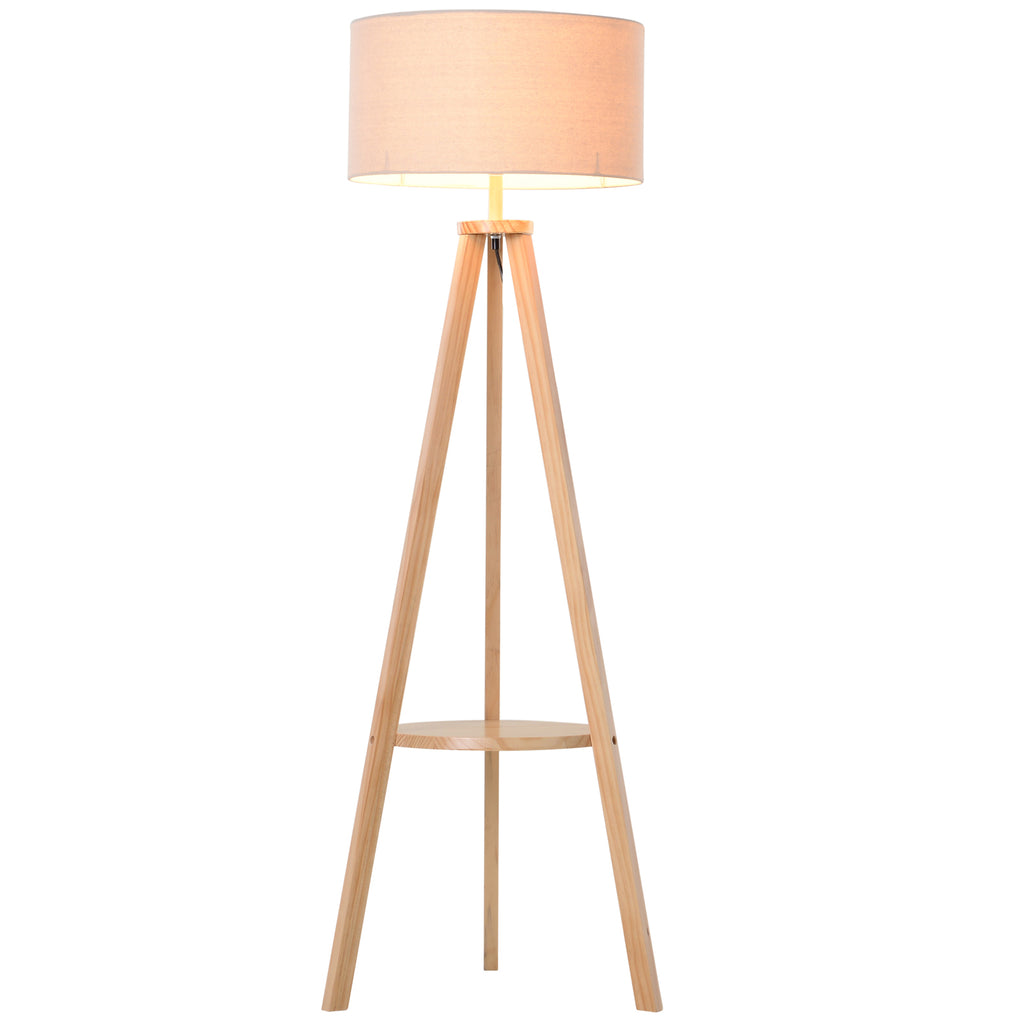 HOMCOM Candeeiro Pé Moderno Tripé Madeira 154cm