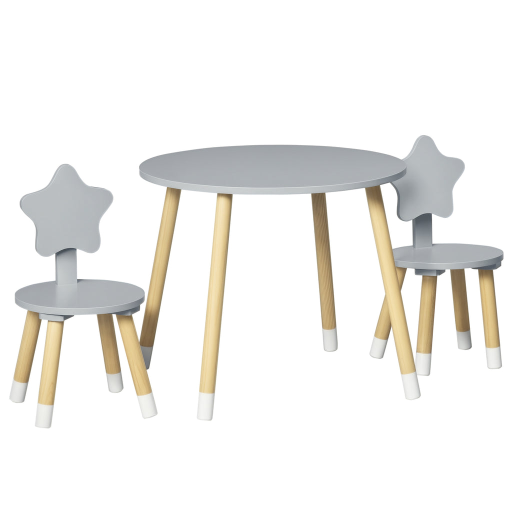 Conjunto de Mesa e 2 Cadeiras Infantis de Madeira Cinza