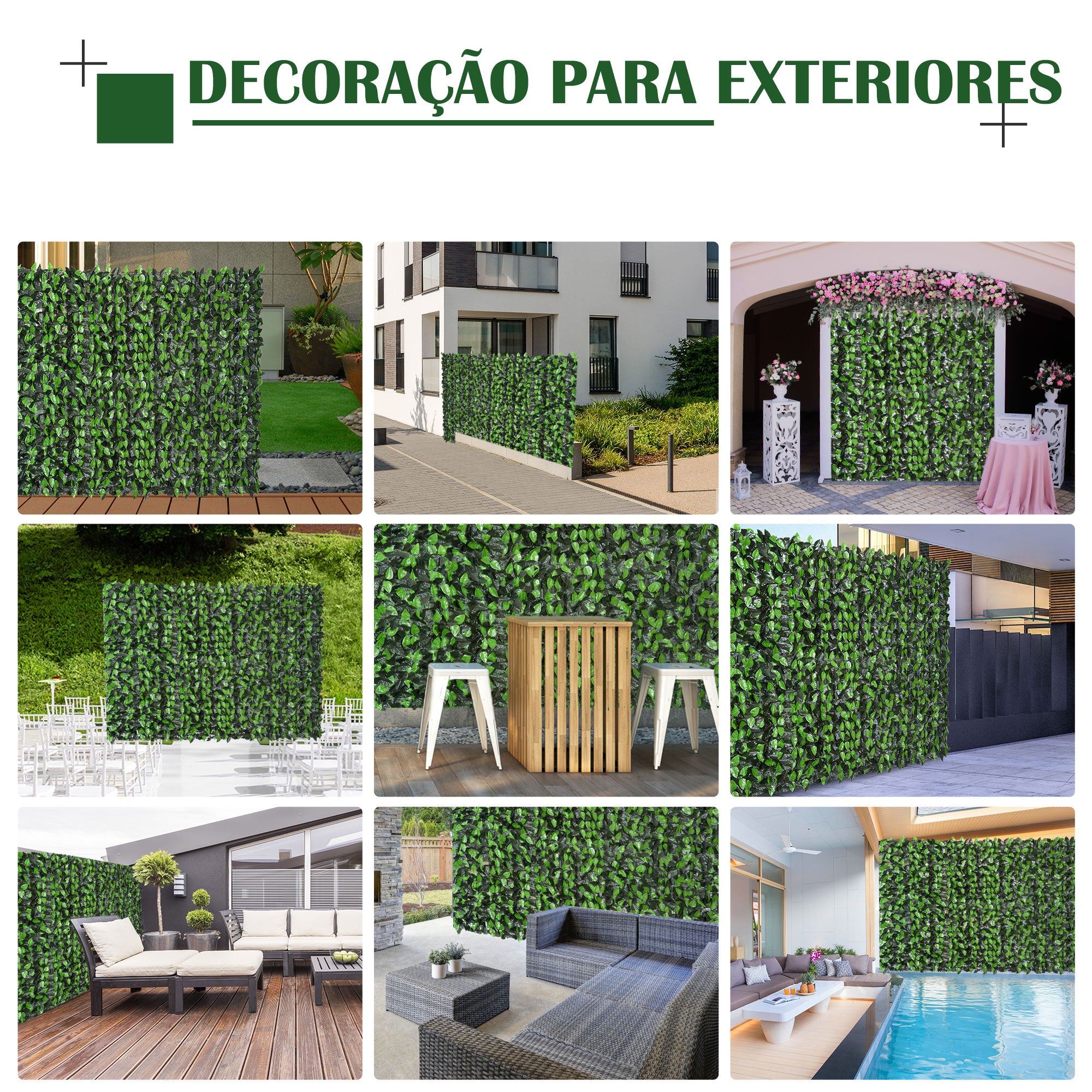 Outsunny Vedação Artificial em Rolo 3x1m para Jardim e Varanda