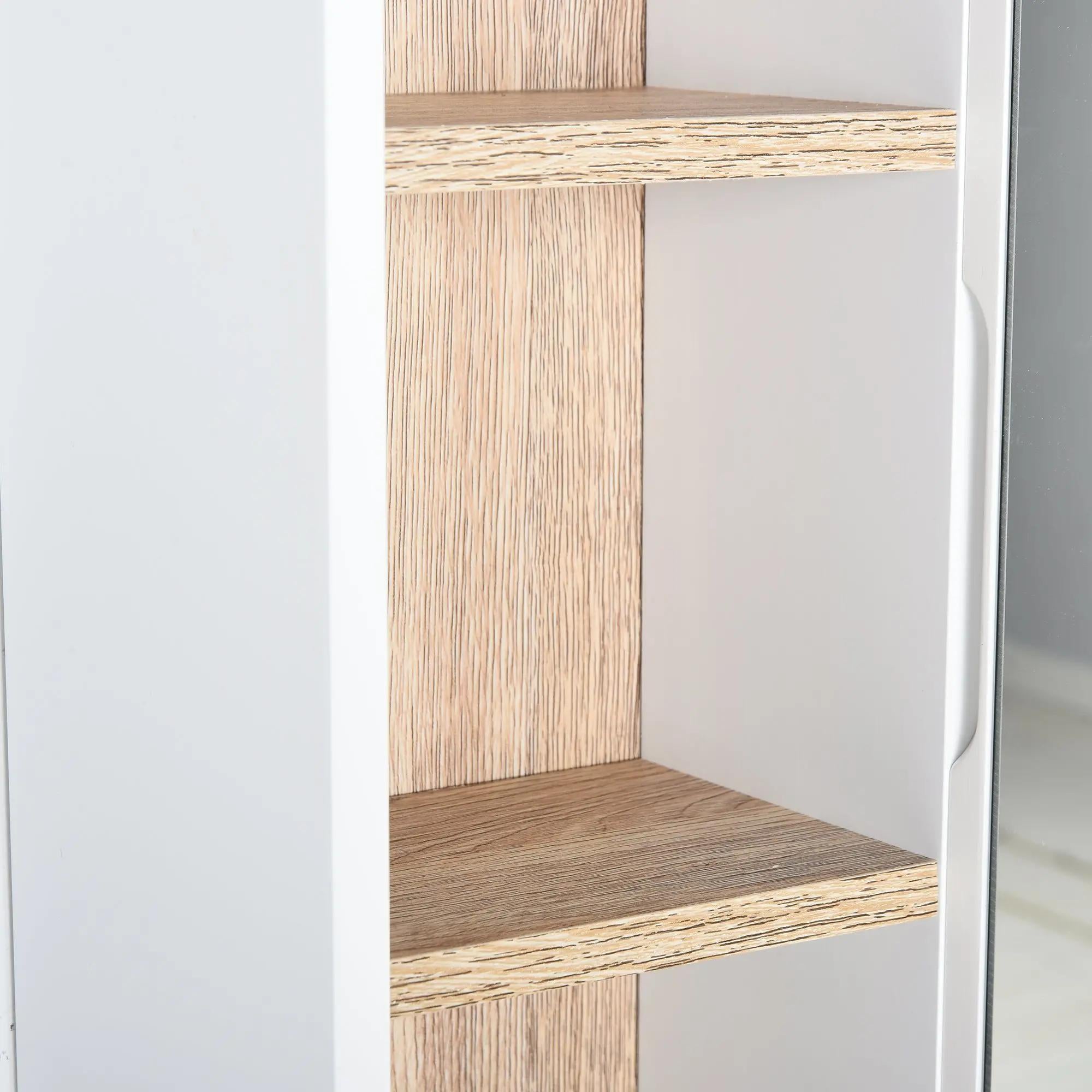 HOMCOM Armário de Espelho com Prateleiras, 60x15x49 cm, Branco e Carvalho