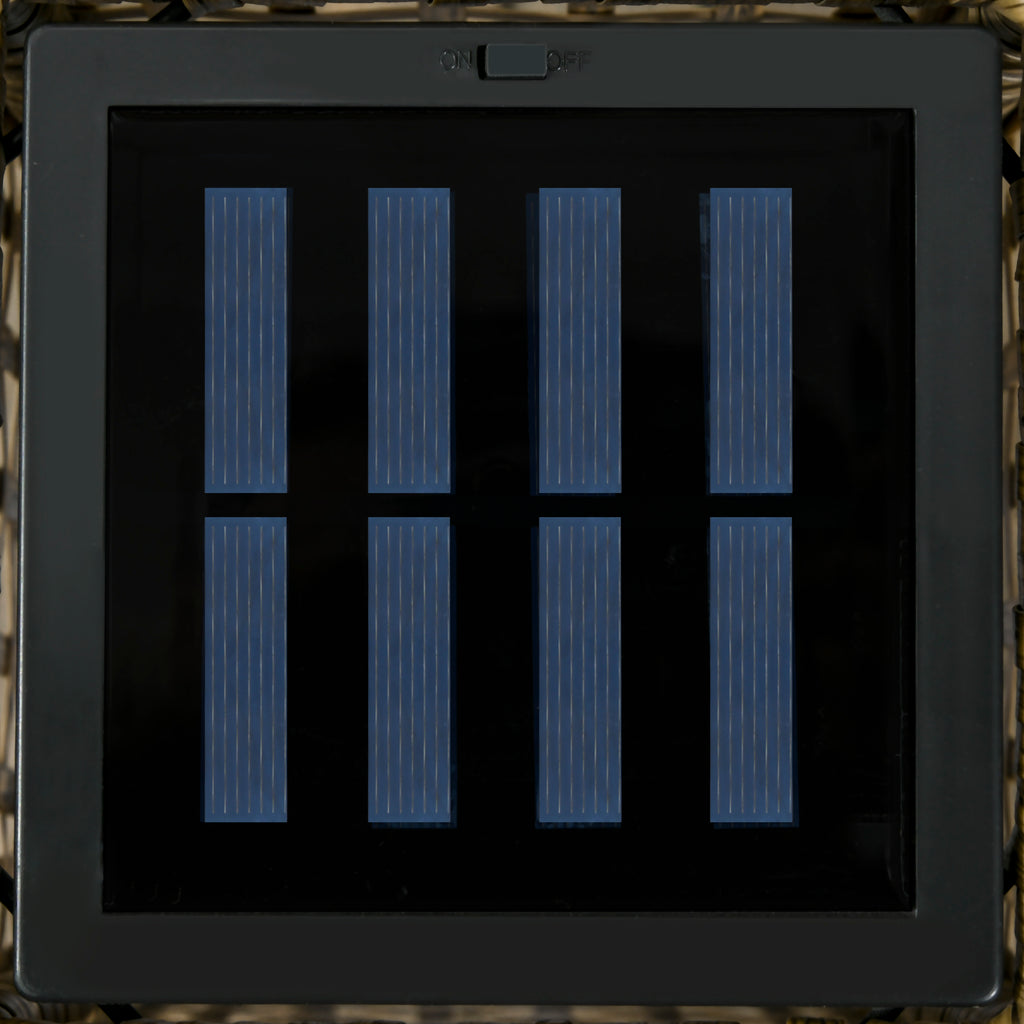 Outsunny Candeeiro Solar de Vime LED, 15,5x15,5x69cm, Marrom Areia