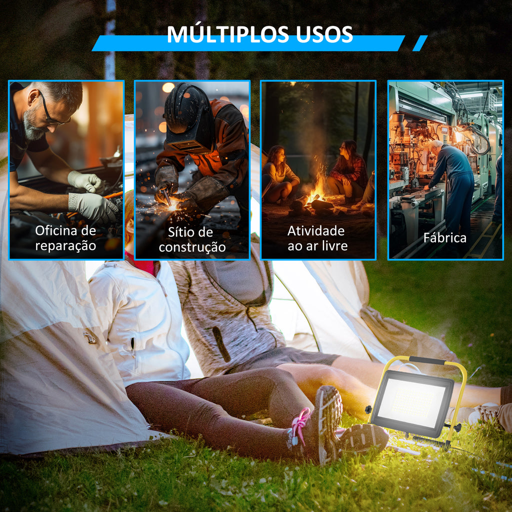 HOMCOM Projetor LED Recarregável 100W 8500 Lúmenes IP65