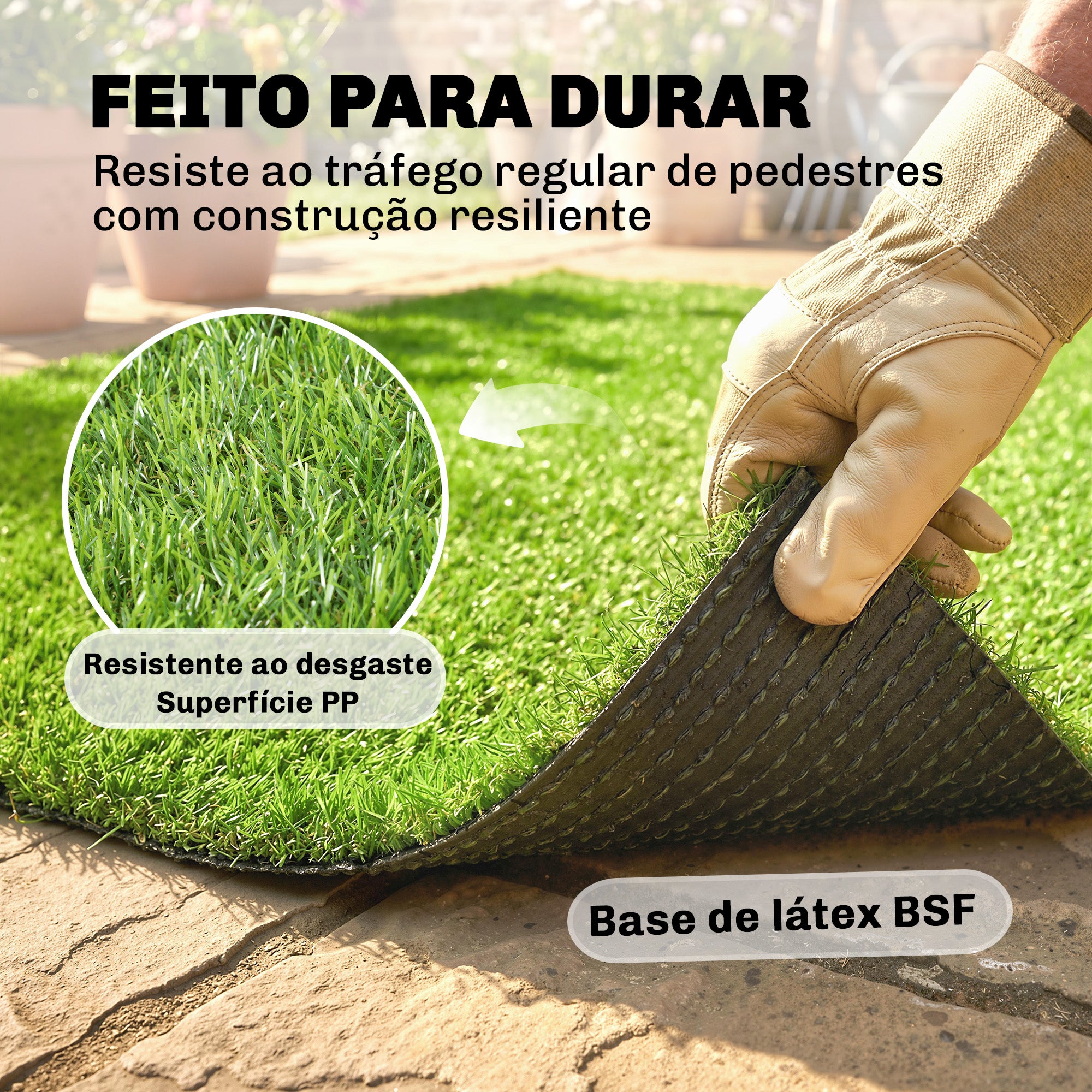 Outsunny Relva Artificial 1m x 4m, Tapete Sintético com Drenagem