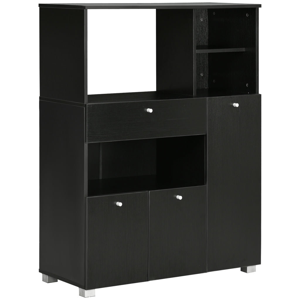 HOMCOM Aparador de Cozinha para Micro-ondas 90x40x120 cm Preto