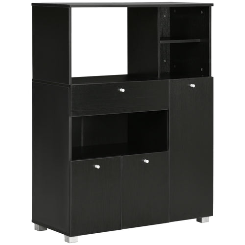 HOMCOM Aparador de Cozinha para Micro-ondas 90x40x120 cm Preto