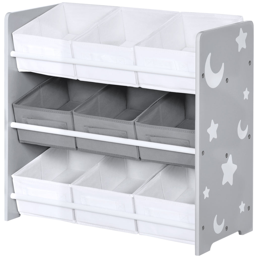 ZONEKIZ Estante para Brinquedos 9 Caixas, Organizador Infantil, 63x30x60 cm