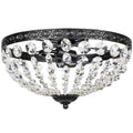 HOMCOM Candeeiro de Teto Cristal Vintage, Preto, Ø35x22 cm