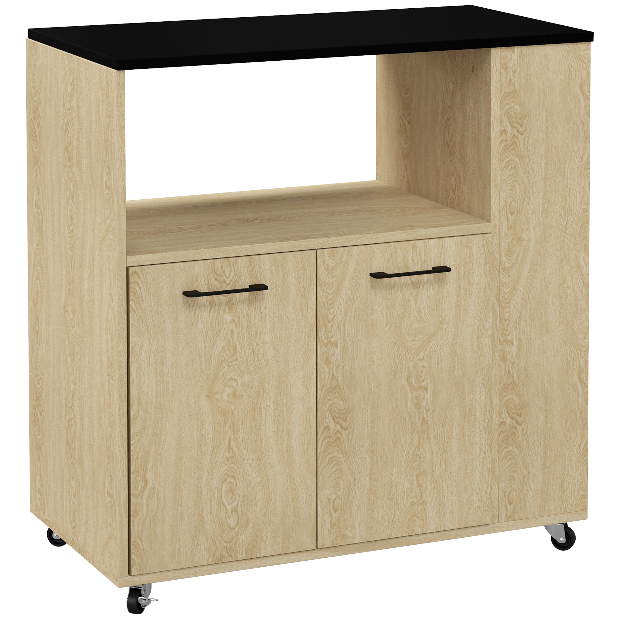 HOMCOM Carrinho de Cozinha com Rodas Madeira 75x40x80,5 cm