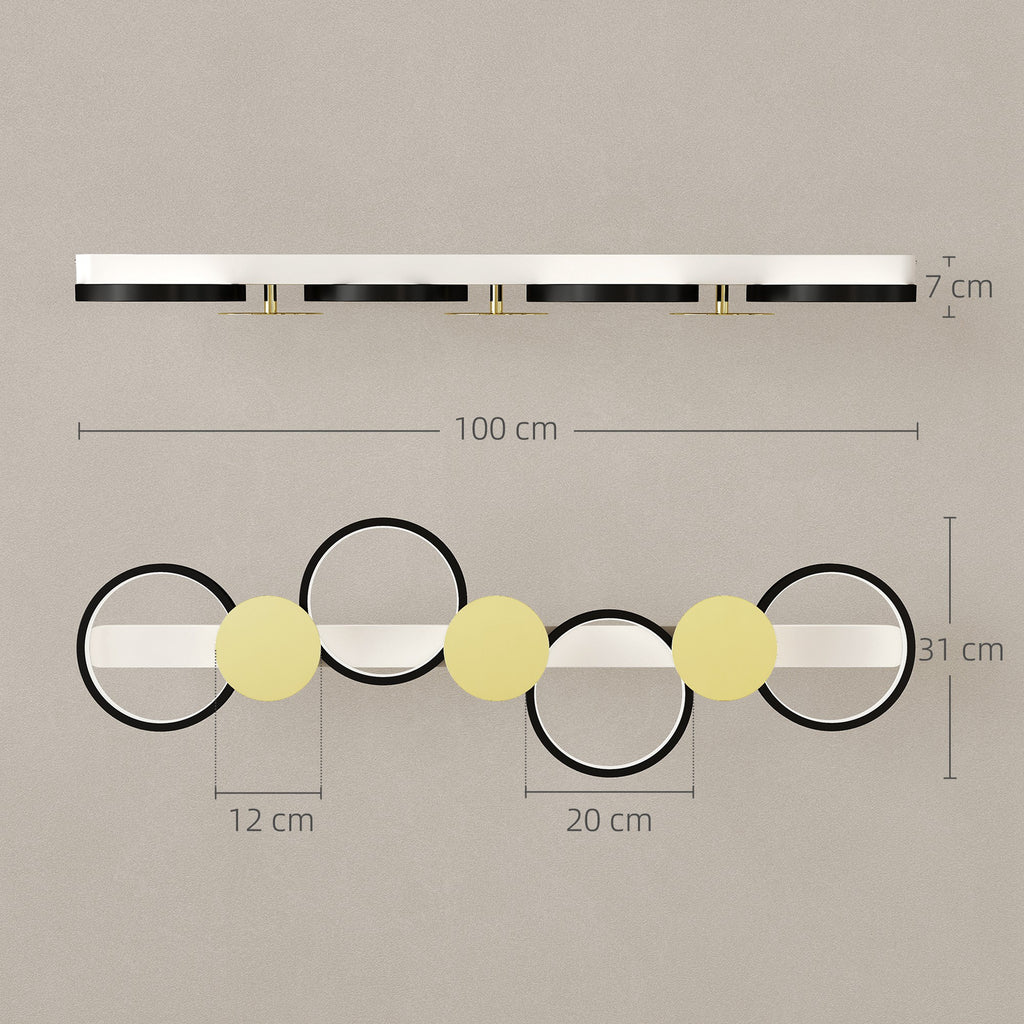 HOMCOM Candeeiro de Teto LED Regulável 4 Focos e Comando