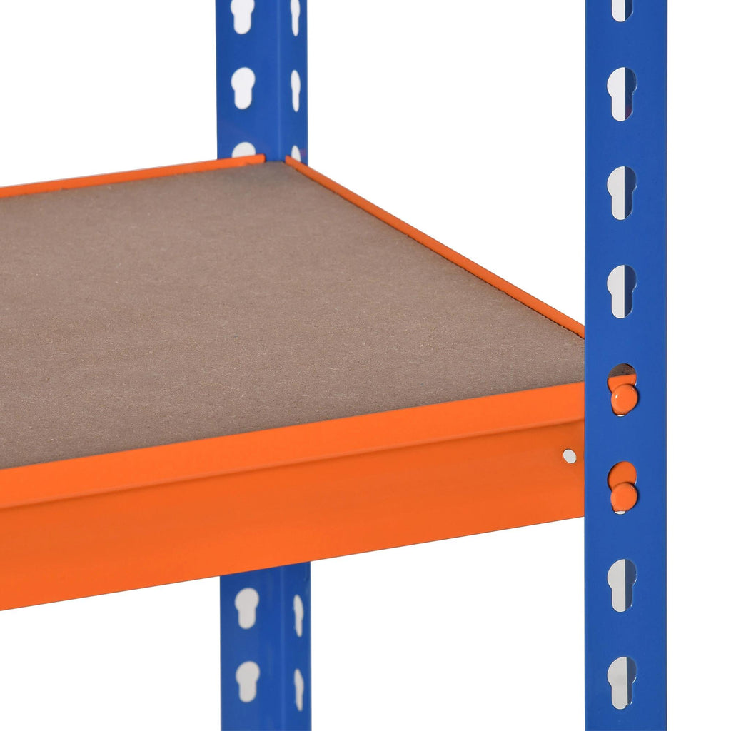 HOMCOM Estante Metálica 5 Prateleiras 182cm, Armazenamento Industrial Azul Laranja