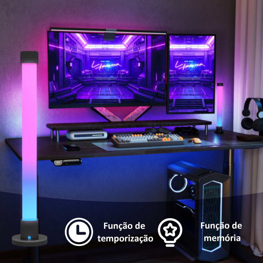 HOMCOM Conjunto 2 Candeeiros Mesa LED RGB Bluetooth Música
