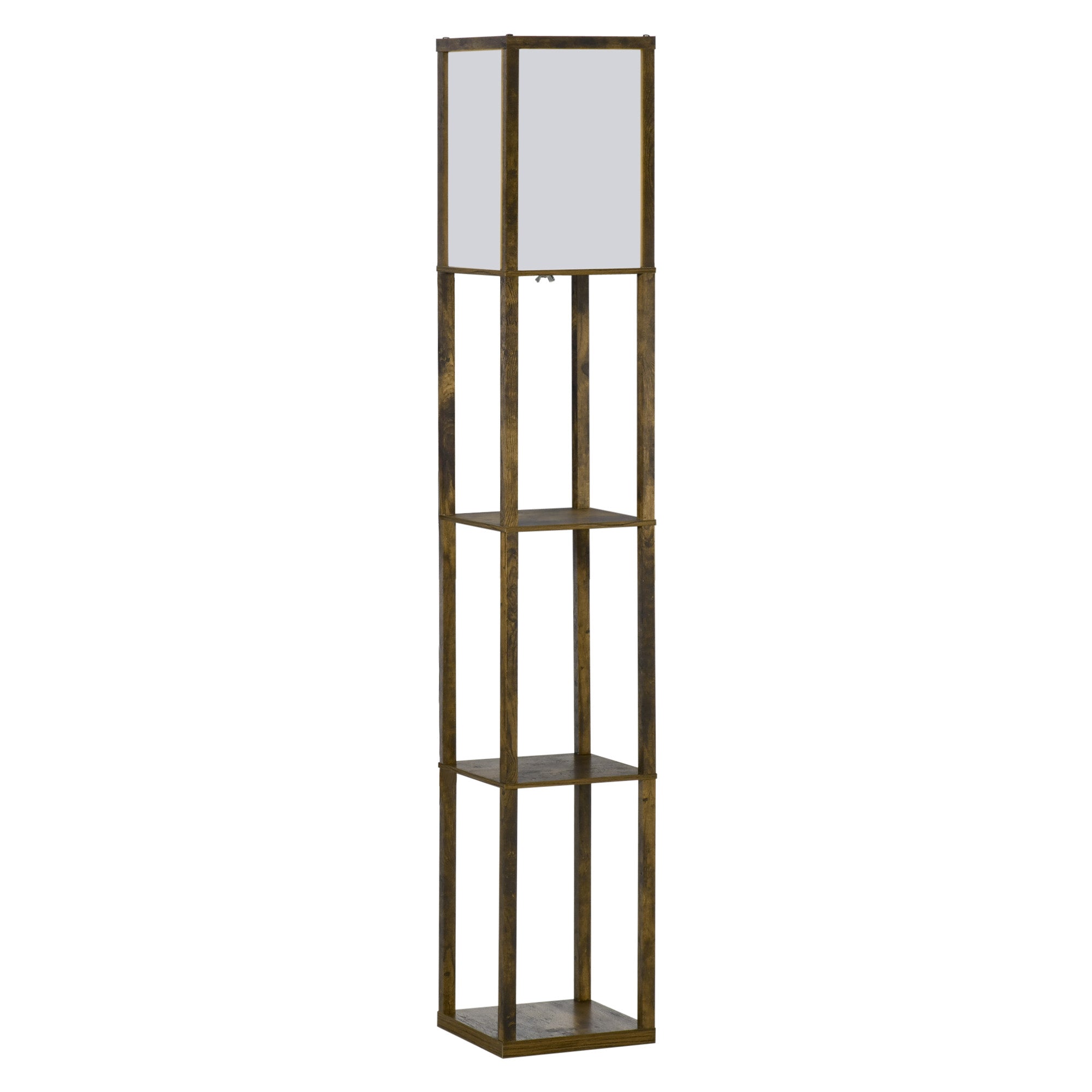 Homcom Candeeiro de Pé com 3 Prateleiras, 160 cm, Castanho Rústico
