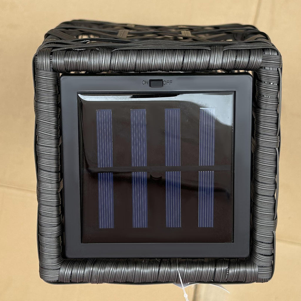 Outsunny Candeeiro Solar LED de Exterior em Vime, 20x20x68 cm