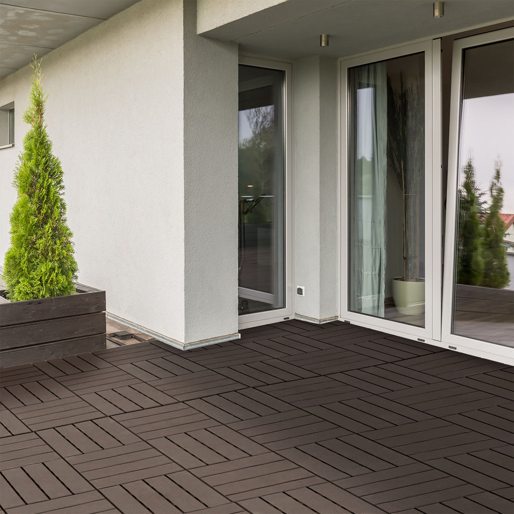 Outsunny Conjunto de 9 Estrados para Exterior 30x30cm Marrom