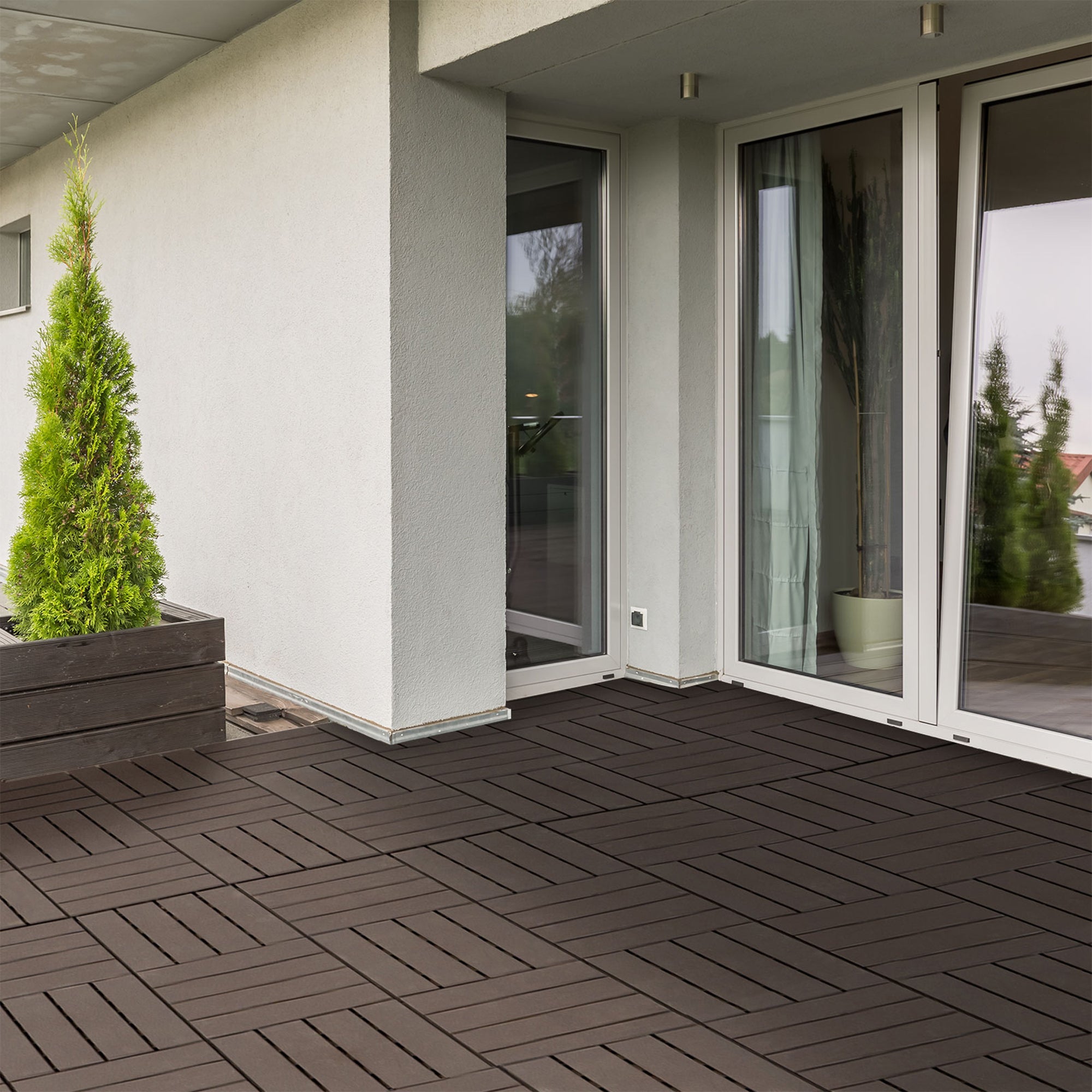 Outsunny Conjunto de 9 Estrados para Exterior 30x30cm Marrom