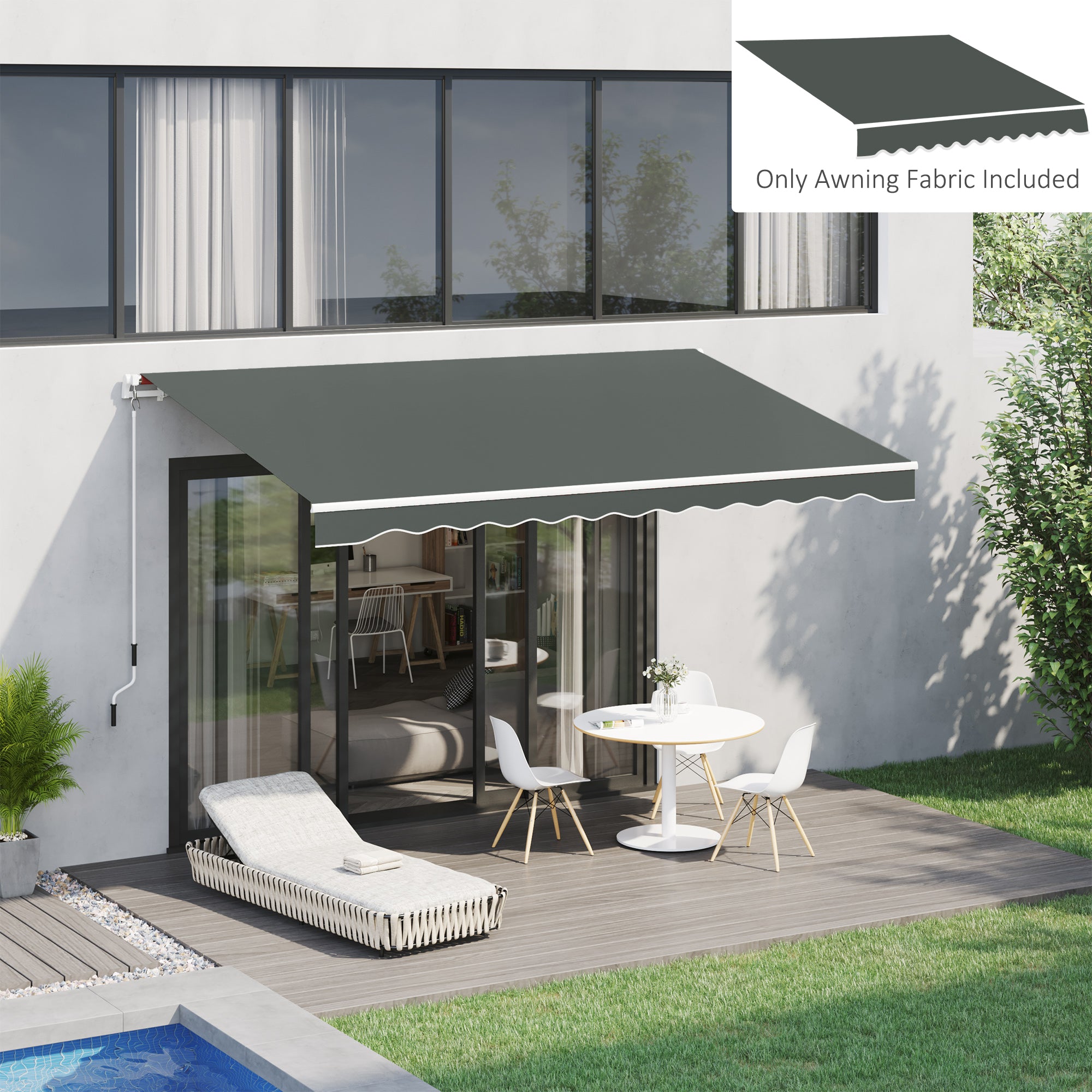 Outsunny Teto de Substituição para Toldo 382x240 cm, Lona Impermeável