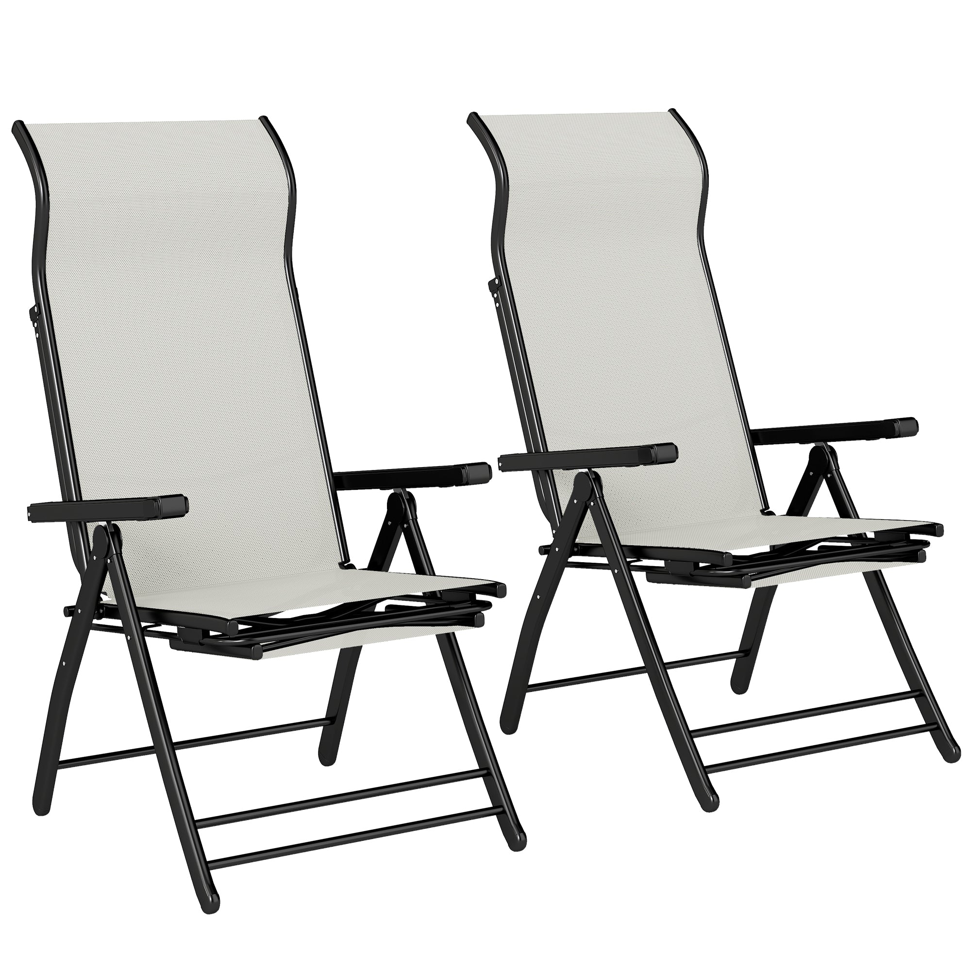 Outsunny Conjunto de 2 Cadeiras Reclináveis Dobráveis de Jardim, Cinza Claro