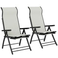 Outsunny Conjunto de 2 Cadeiras Reclináveis Dobráveis de Jardim, Cinza Claro