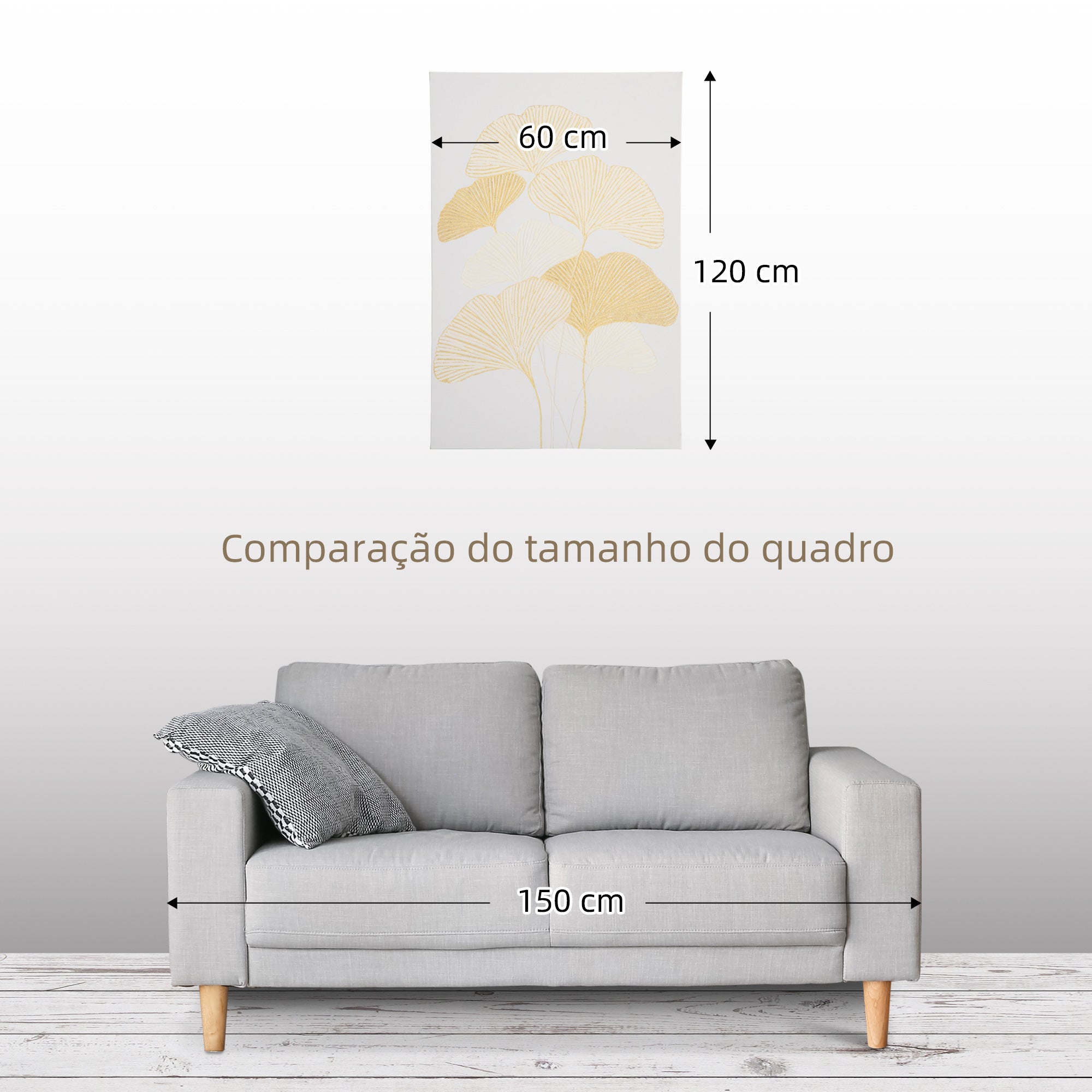 HOMCOM Pintura em Tela Folhas de Ginkgo Biloba 90x60cm