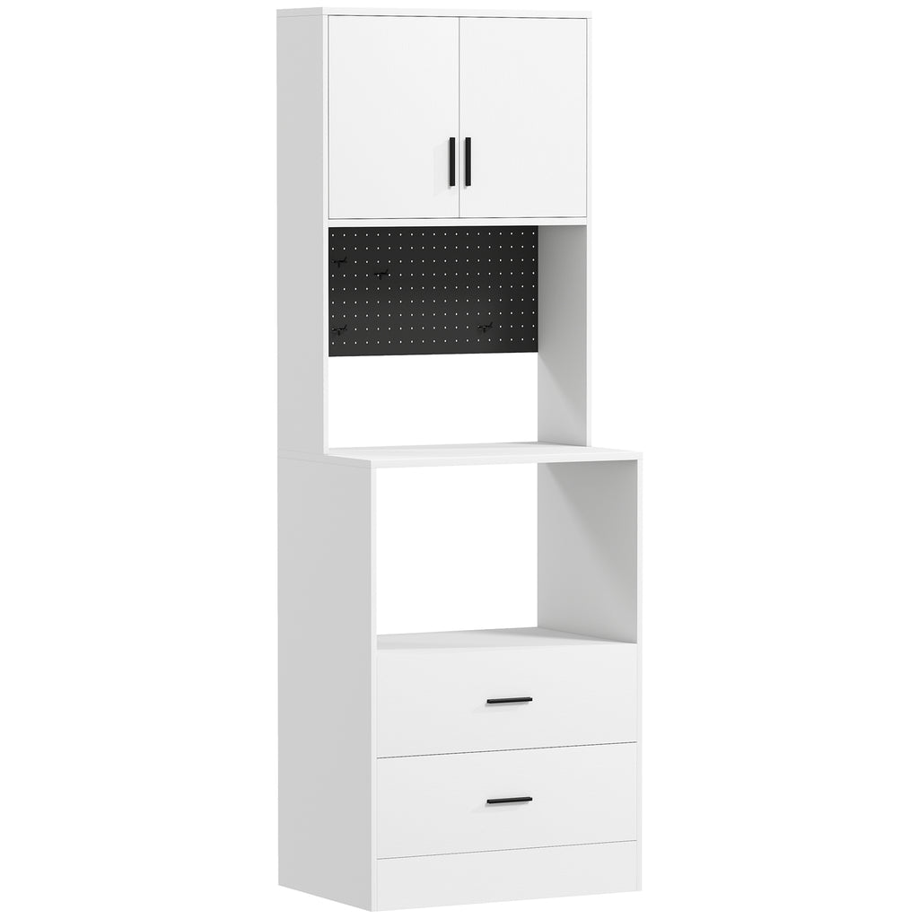 HOMCOM Armário Auxiliar de Cozinha para Micro-ondas com Painel Perfurado Branco