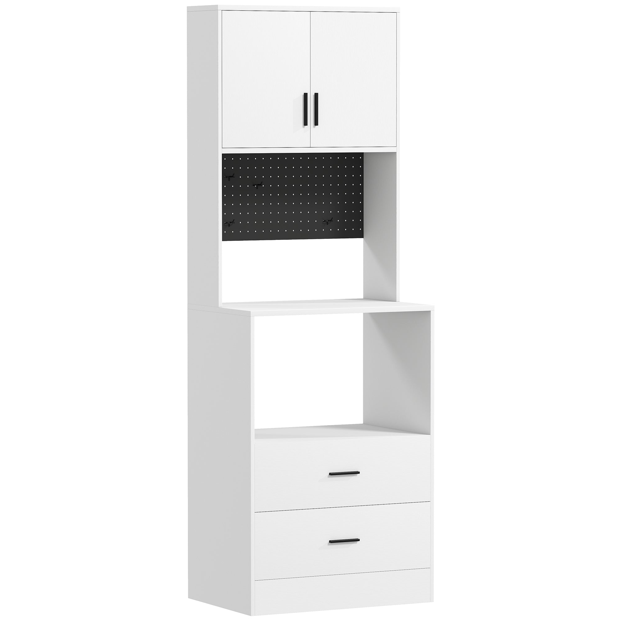 HOMCOM Armário Auxiliar de Cozinha para Micro-ondas com Painel Perfurado Branco