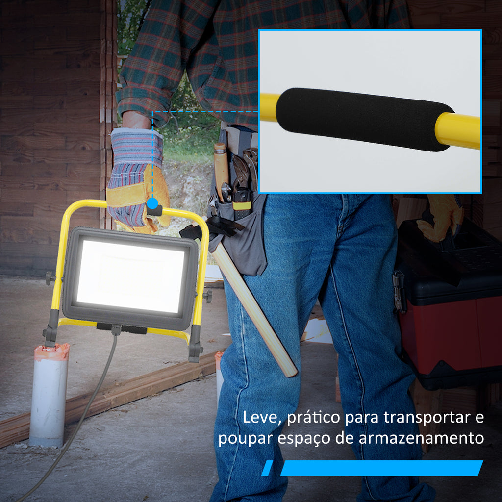 HOMCOM Projetor LED Recarregável 100W 8500 Lúmenes IP65