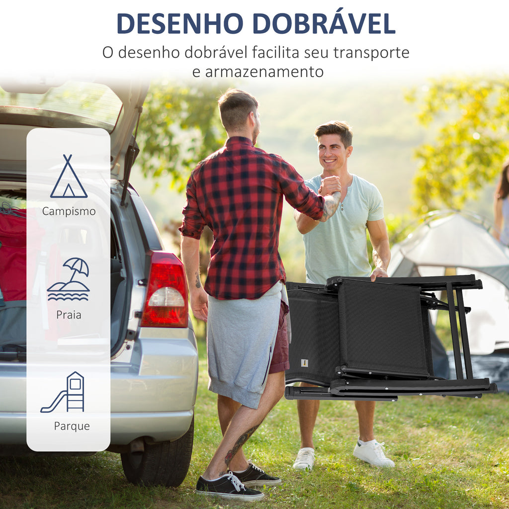 Outsunny Espreguiçadeira Gravidade Zero Dobrável 70x65x111 cm Preto