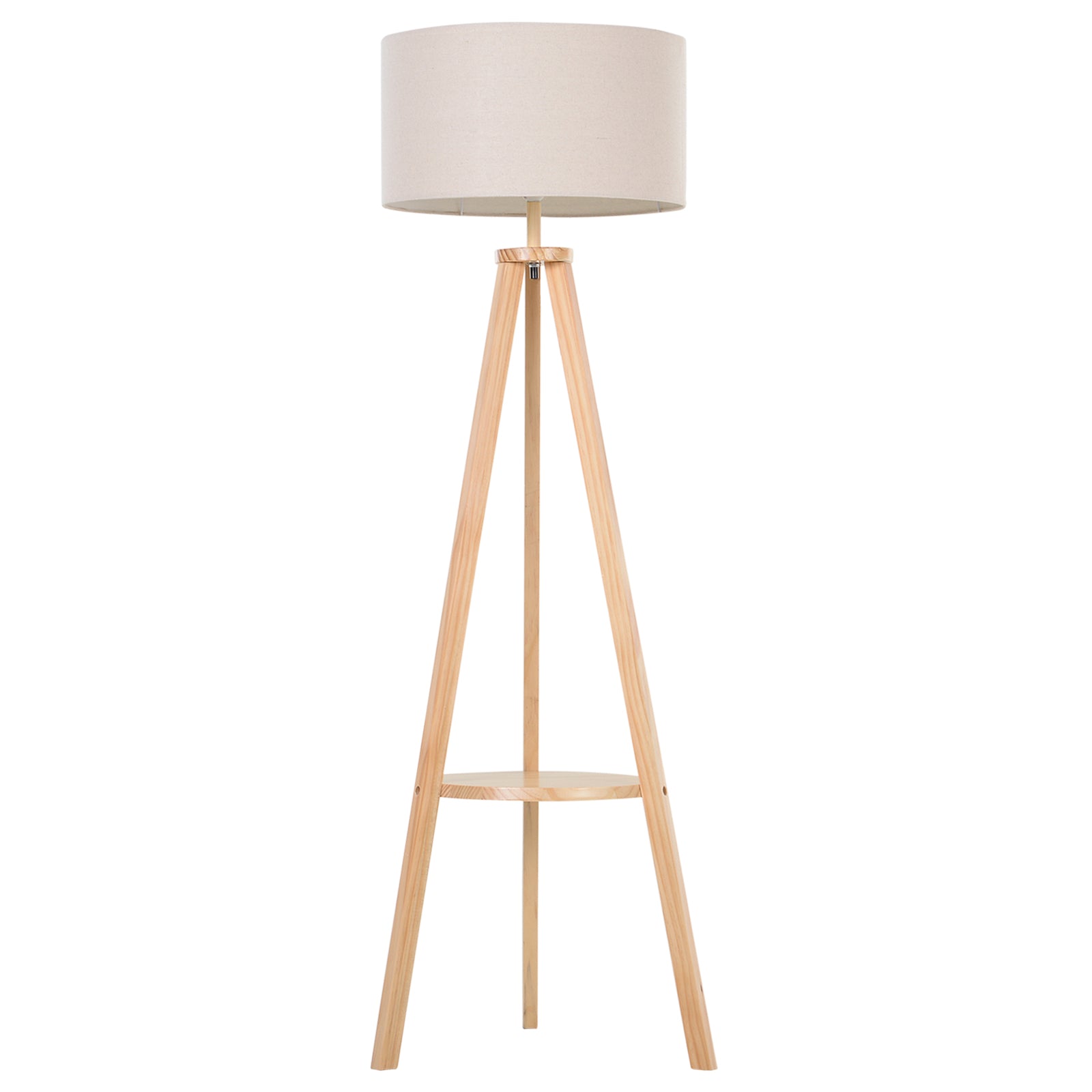 HOMCOM Candeeiro Pé Moderno Tripé Madeira 154cm