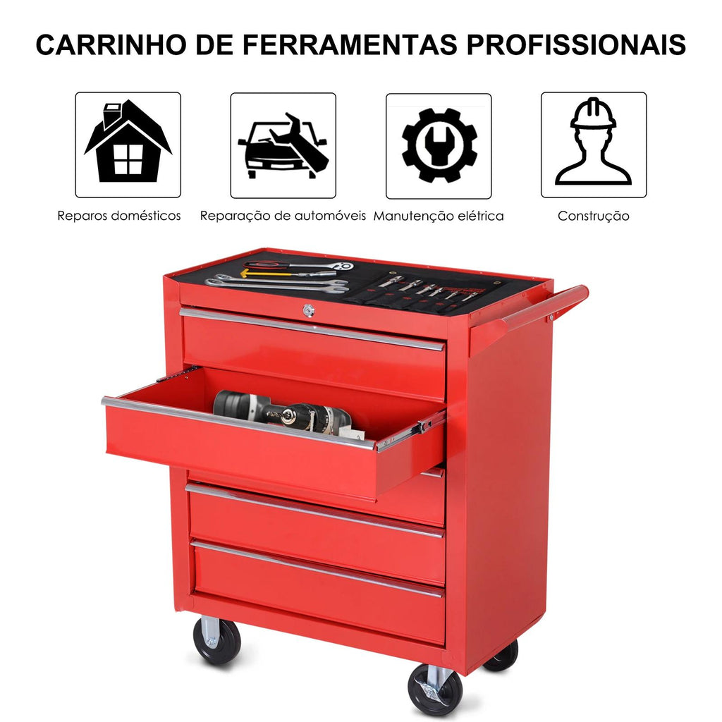 Durhand Carrinho de Ferramentas com 5 Gavetas e Rodas