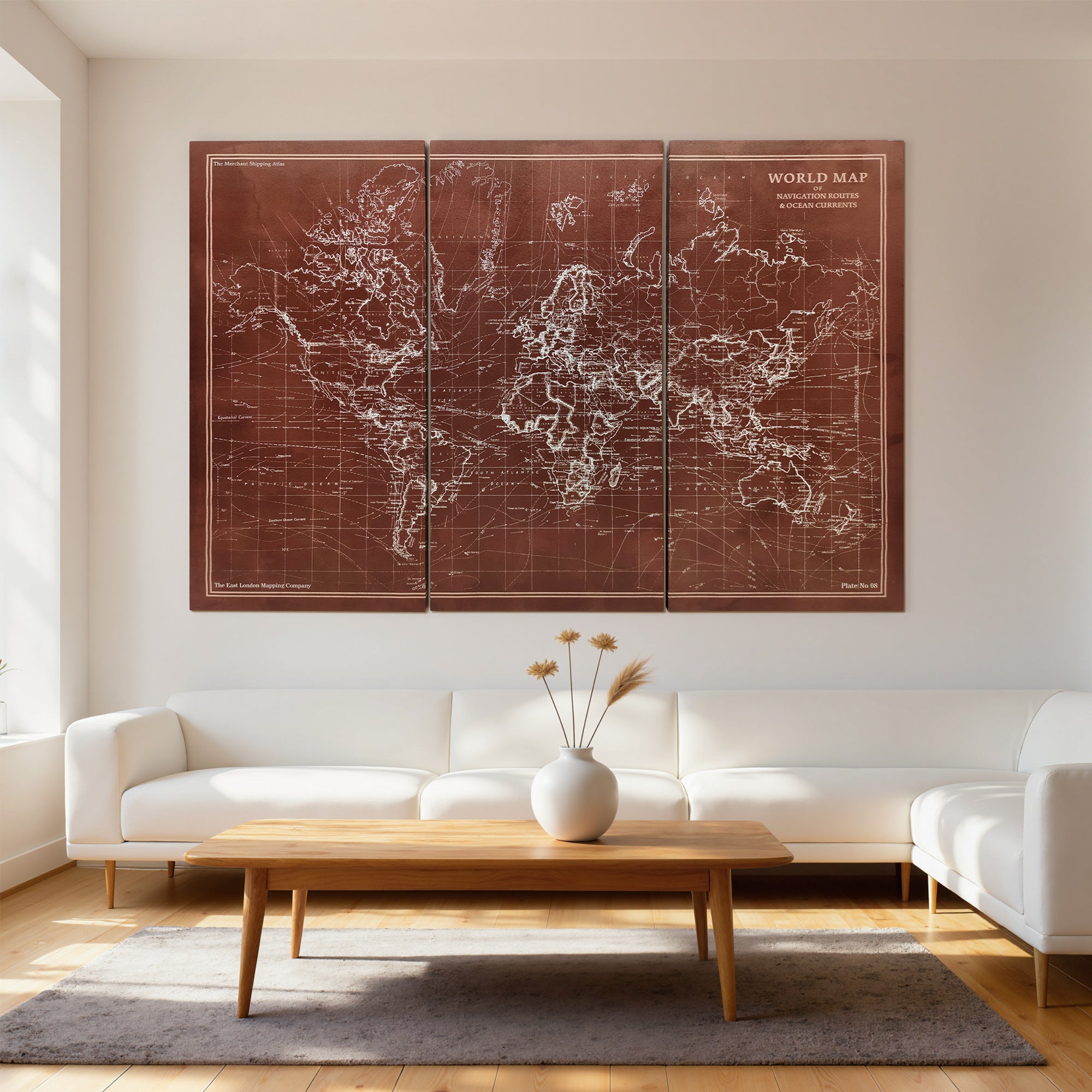 HOMCOM Mapa Múndi Vintage Quadros Decorativos Pintados à Mão 120x60 cm