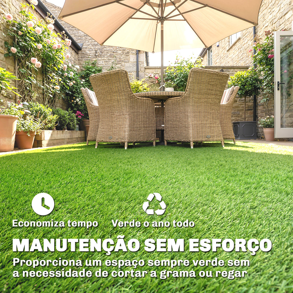 Outsunny Relva Artificial 1m x 4m, Tapete Sintético com Drenagem