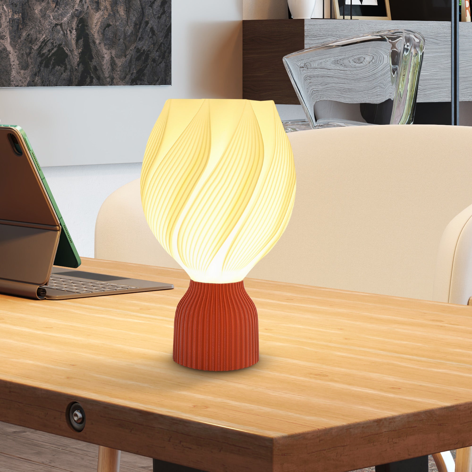 HOMCOM Candeeiro de Mesa 3D Pétalas Luz Quente Ø16,5x28 cm