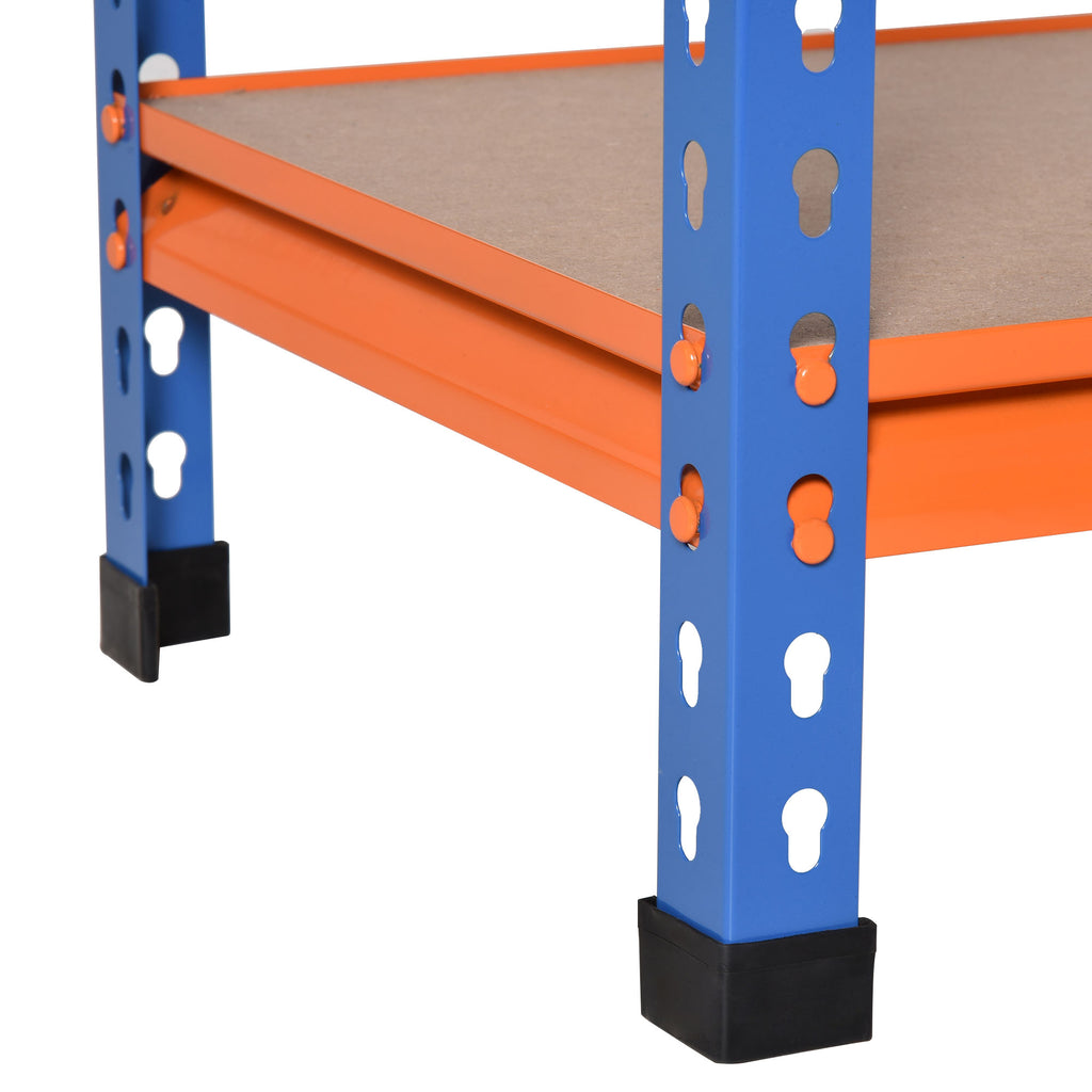 HOMCOM Estante Metálica 5 Prateleiras 182cm, Armazenamento Industrial Azul Laranja