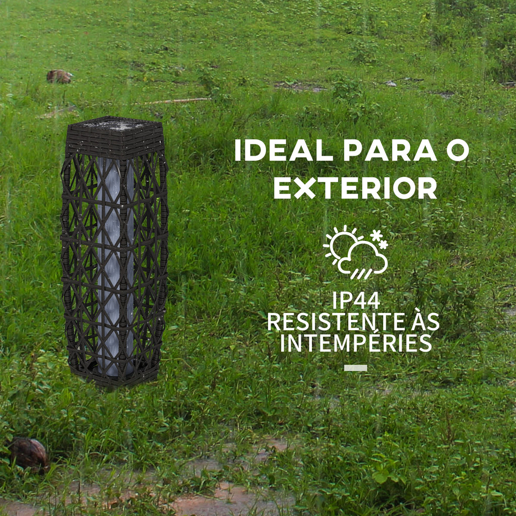 Outsunny Candeeiro Solar LED de Exterior em Vime, 20x20x68 cm