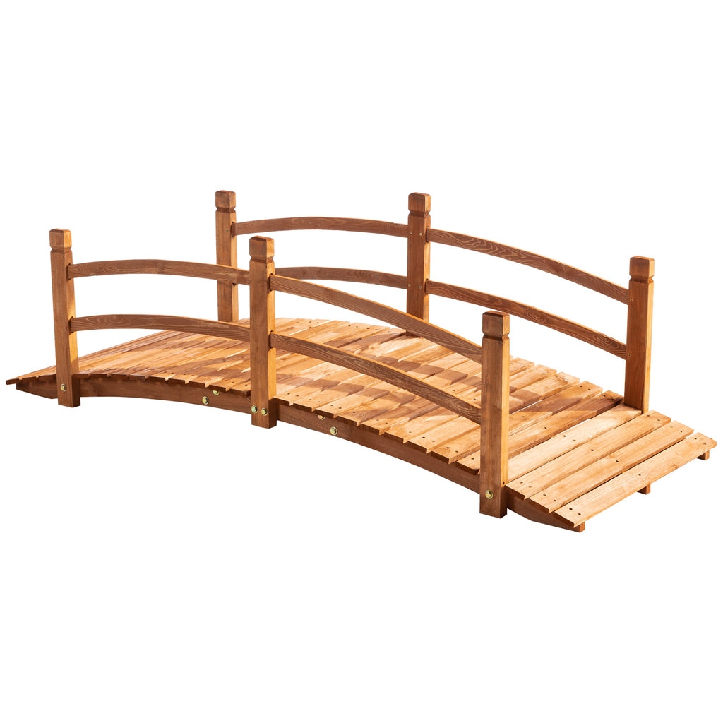 Outsunny Ponte de Jardim em Madeira com Corrimão 185x72x58 cm